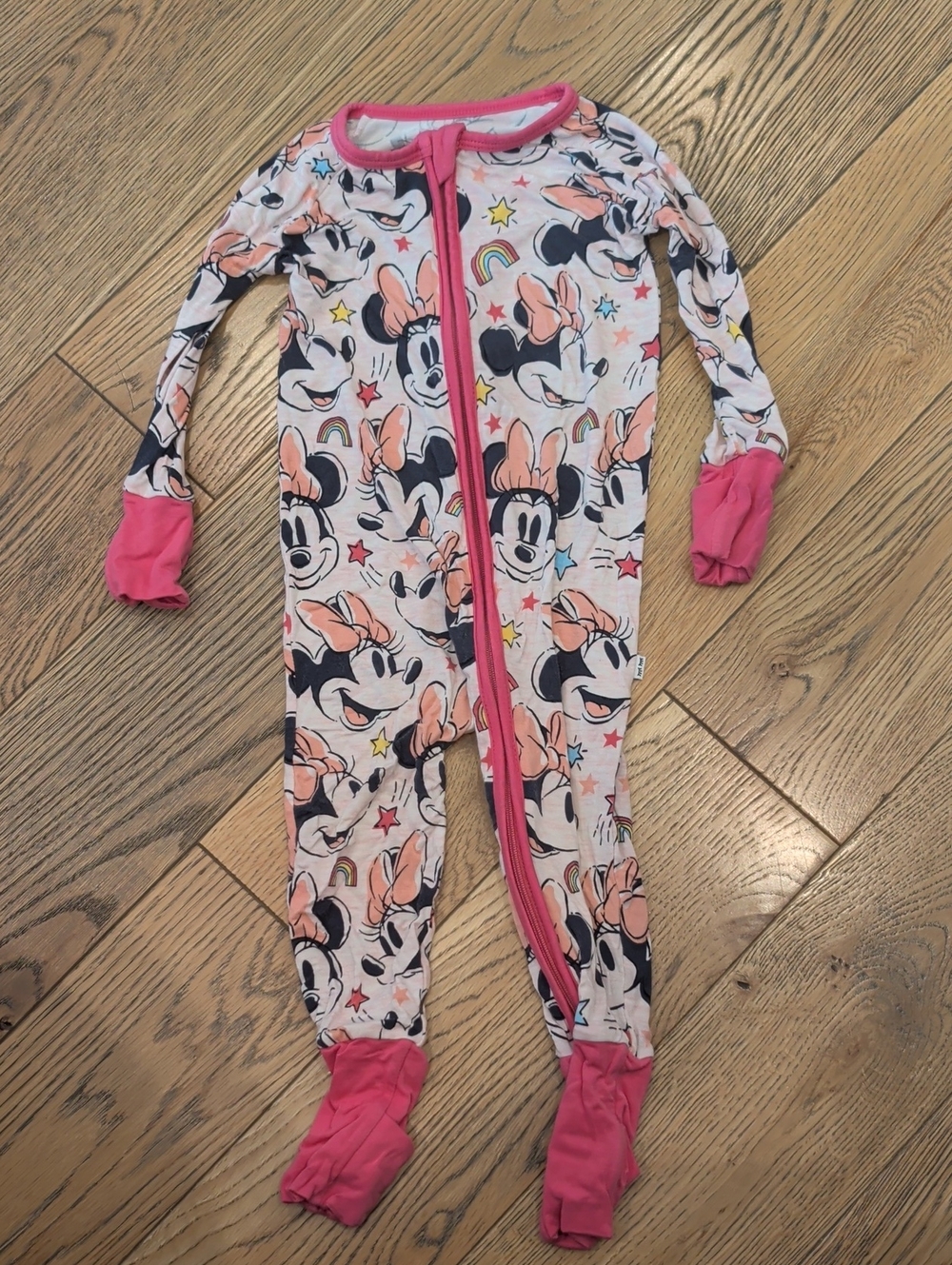 Little Sleepies Pink Trim Minnie Mouse Footed Pajama